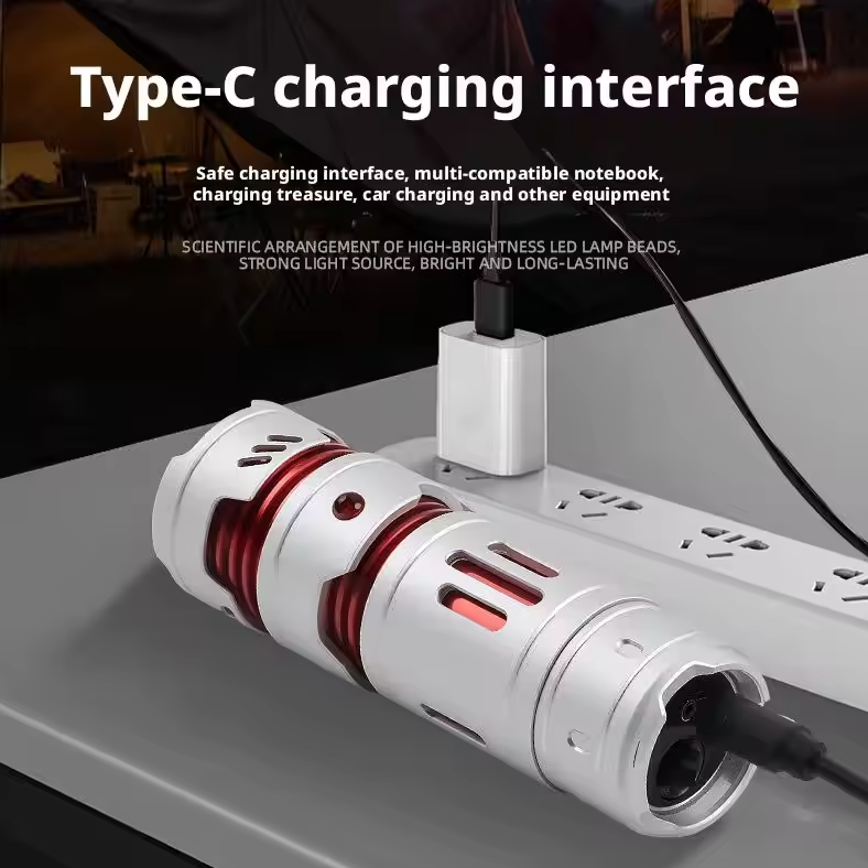 Prenosná Mini EDC Baterka, USB Nabíjateľná Vrecková Baterka, Kľúčenka, 1000 lm, Hliníková Zliatina