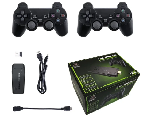 M8 Herná konzola s duálnymi 2,4G bezdrôtovými ovládačmi, knižnica 10 000 retro hier, PS1, Atari, 64G model