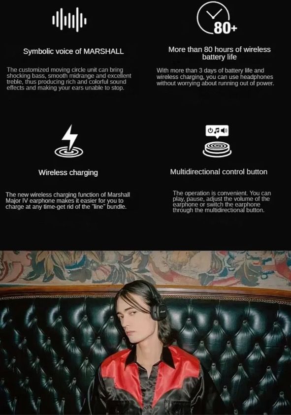 Marshall Major IV Bluetooth slúchadlá charakteristický zvuk moderná technológia pohodlné nosenie prémiové zariadenie
