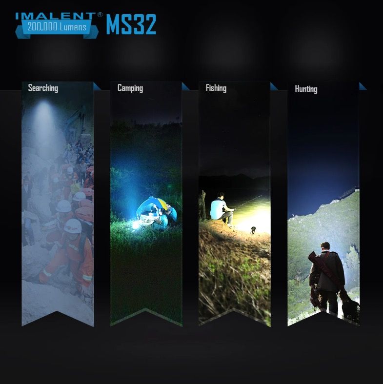 IMALENT MS32 200000 Lumen LED vysoko výkonná baterka s viacerými režimami osvetlenia pre vonkajšie dobrodružstvá
