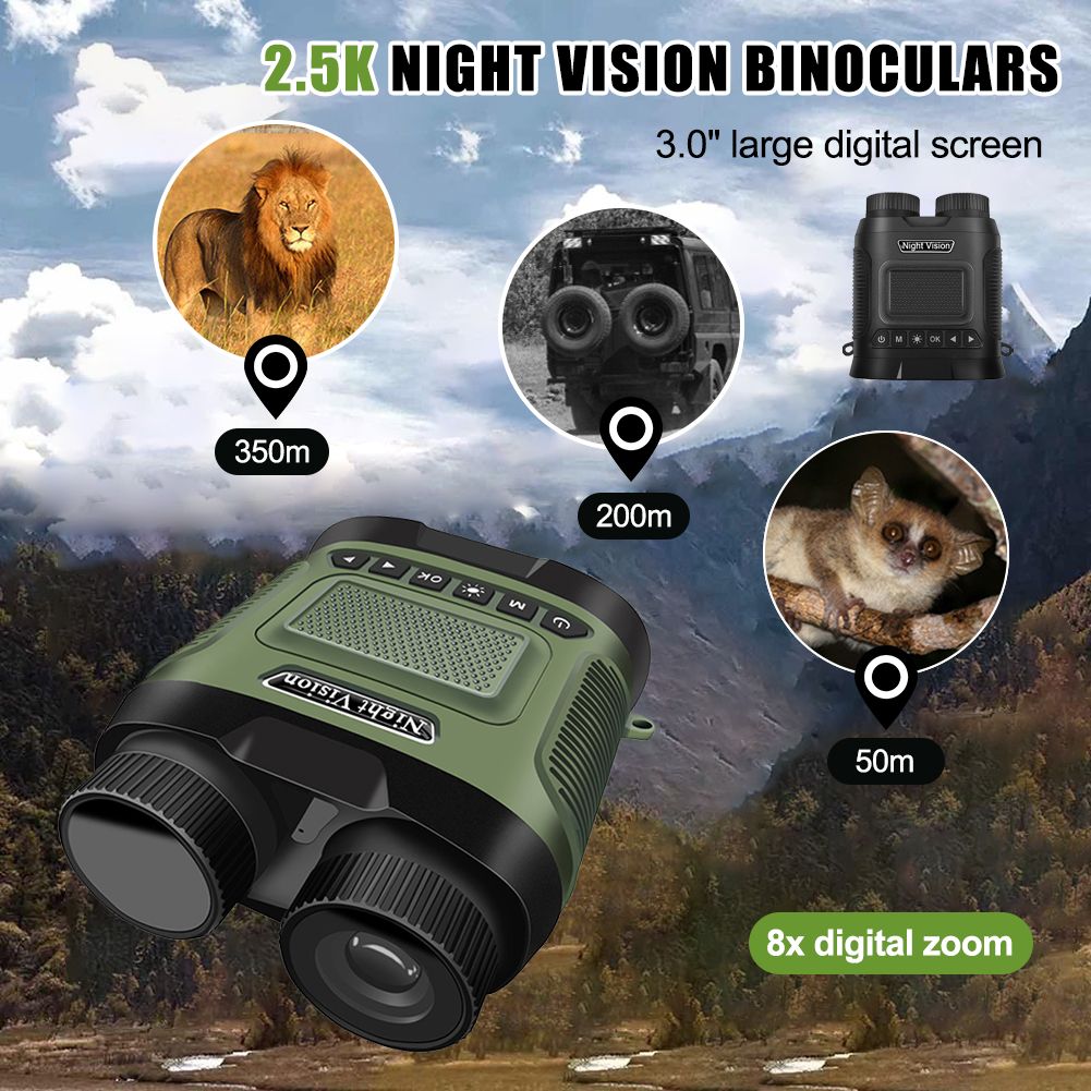 DT29 Nočné binokuláre 850nm infračervený 1080P HD 8X digitálny zoom pre pozorovanie divej zveri v exteriéri