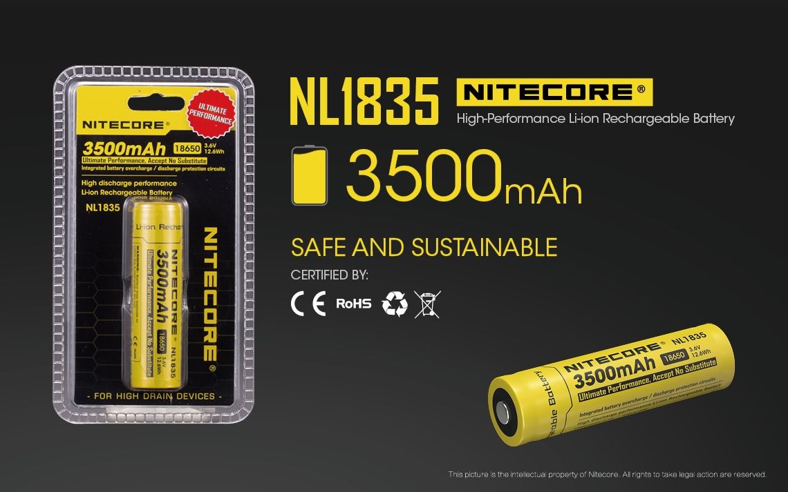 Nitecore 18650 NL1835 3500mAh Li-ion nabíjateľná batéria pre dlhotrvajúci výkon a spoľahlivý výkon