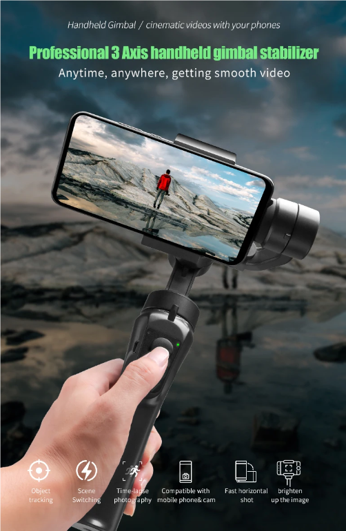 F6 3-osový gimbal ručný stabilizátor pre plynulé videá a vlogovanie s dlhou životnosťou batérie