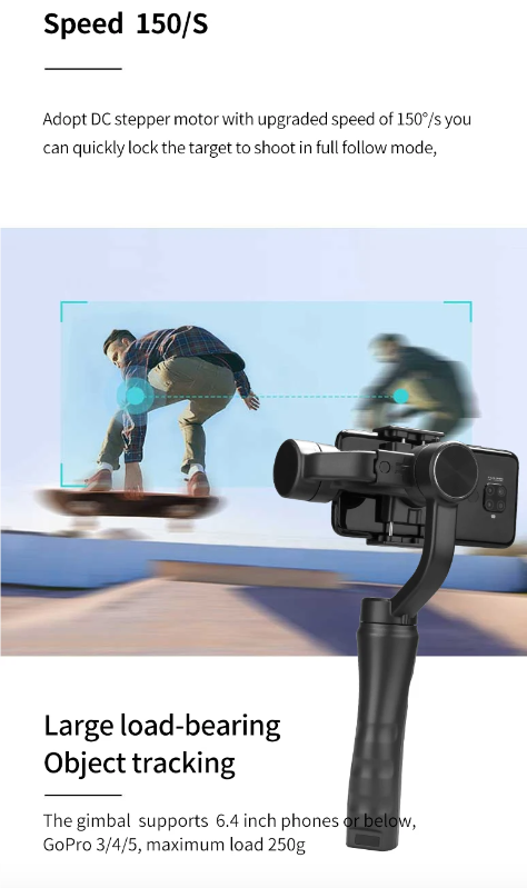 F6 3-osový gimbal ručný stabilizátor pre plynulé videá a vlogovanie s dlhou životnosťou batérie