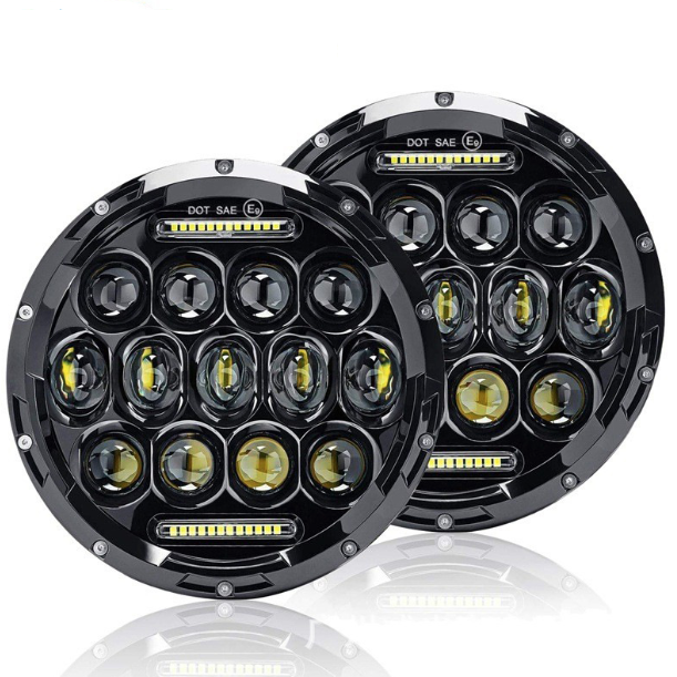 7-palcový motocyklový LED svetlomet Beam DRL Blinker pre Harley Jeep Wrangler 75W IP67 6000K svetlo