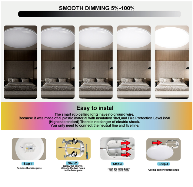Moderné 24W Tuya Zigbee Inteligentné stropné svietidlo Wifi RGBCW pre Inteligentnú domácnosť s Alexa