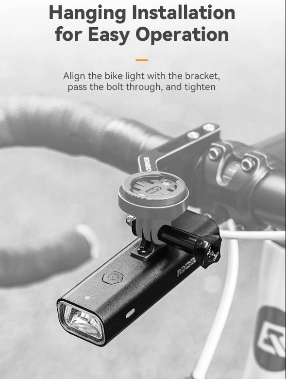 ROCKBROS RHL-1000LUMEN Predné svetlo na bicykel, odolné voči dažďu, LED cyklistické svetlo, nabíjateľné cez USB-C, na nočnú jazdu
