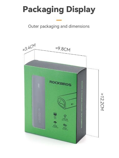 ROCKBROS RHL-1000LUMEN Predné svetlo na bicykel, odolné voči dažďu, LED cyklistické svetlo, nabíjateľné cez USB-C, na nočnú jazdu