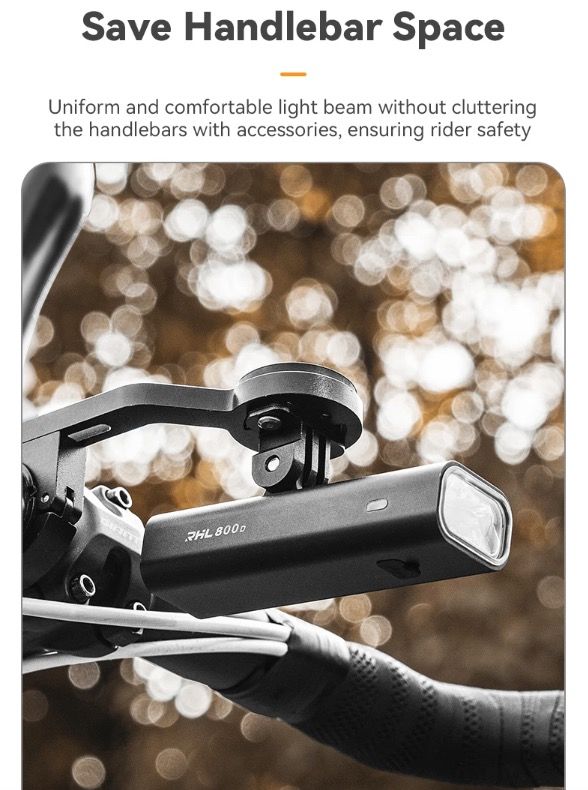 ROCKBROS RHL-1000LUMEN Predné svetlo na bicykel, odolné voči dažďu, LED cyklistické svetlo, nabíjateľné cez USB-C, na nočnú jazdu