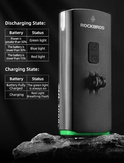ROCKBROS RHL3000 Cyklistické svetlo 3000 lúmenov, LED predné svetlo, 10000mAh batéria, vodeodolné, na MTB a cestnú cyklistiku, odolné