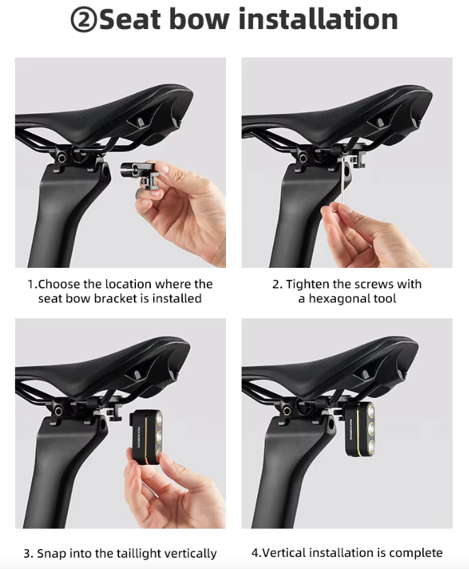 ROCKBROS Smart zadné svetlo na bicykel – IP64 vodotesné, výstražné, s nabíjaním cez USB-C a detekciou brzdenia, nočné cyklistické svetlo, príslušenstvo na bicykel