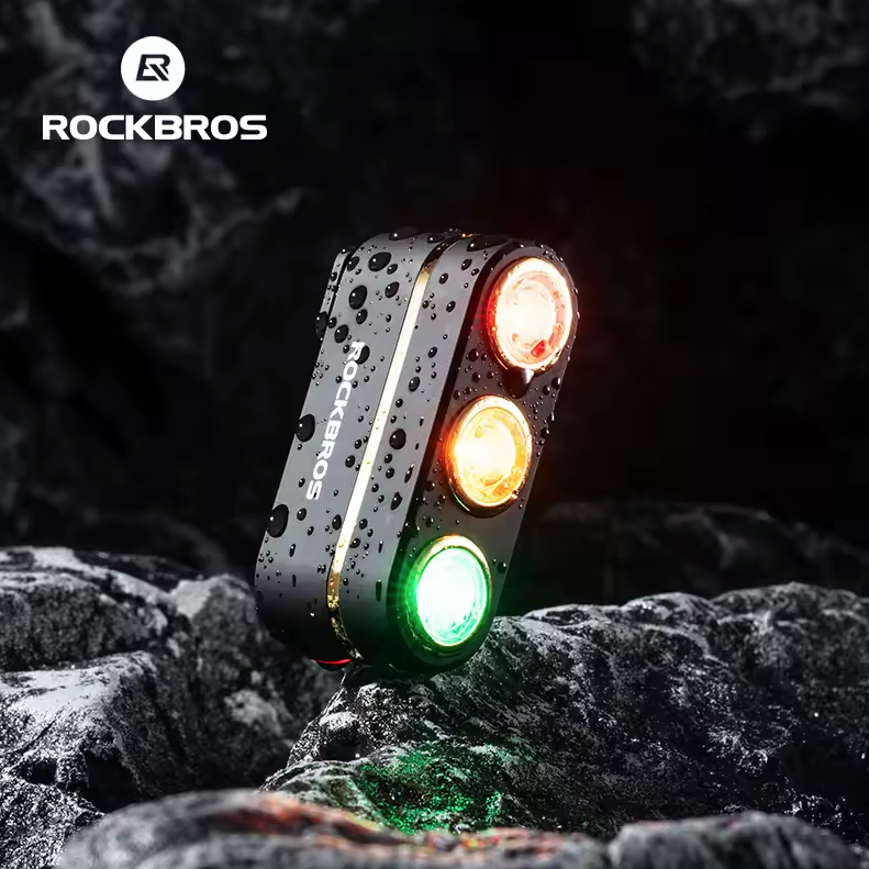 ROCKBROS Smart zadné svetlo na bicykel – IP64 vodotesné, výstražné, s nabíjaním cez USB-C a detekciou brzdenia, nočné cyklistické svetlo, príslušenstvo na bicykel
