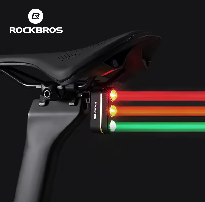 ROCKBROS Smart zadné svetlo na bicykel – IP64 vodotesné, výstražné, s nabíjaním cez USB-C a detekciou brzdenia, nočné cyklistické svetlo, príslušenstvo na bicykel