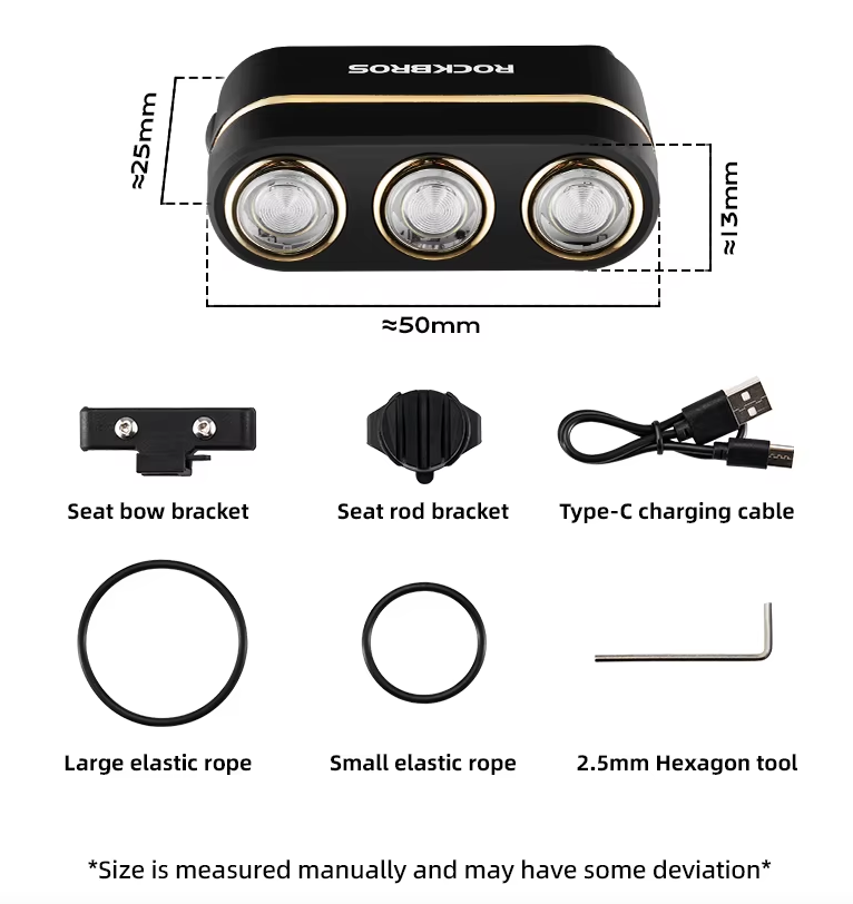 ROCKBROS Smart zadné svetlo na bicykel – IP64 vodotesné, výstražné, s nabíjaním cez USB-C a detekciou brzdenia, nočné cyklistické svetlo, príslušenstvo na bicykel