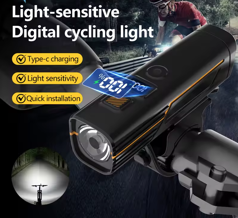B9 Predné svetlo na bicykel s nabíjaním Type-C, predný reflektor na MTB a cestný bicykel, príslušenstvo na outdoorové cyklotúry