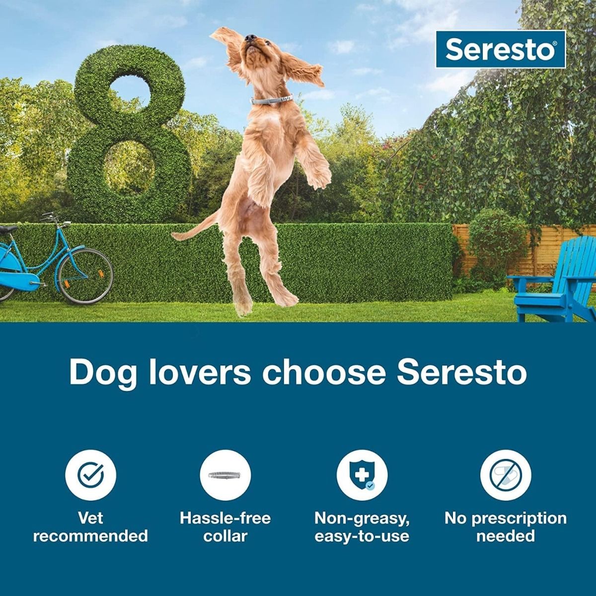 Seresto obojok pre veľké psy, odporúčaný veterinárom, na liečbu a prevenciu proti blchám a kliešťom, 8-mesačná ochrana
