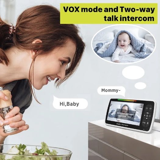 5-palcový detský monitor SM650 HD 720P video dlhotrvajúca batéria dvojsmerné audio prenosný dohľad nad dojčatami