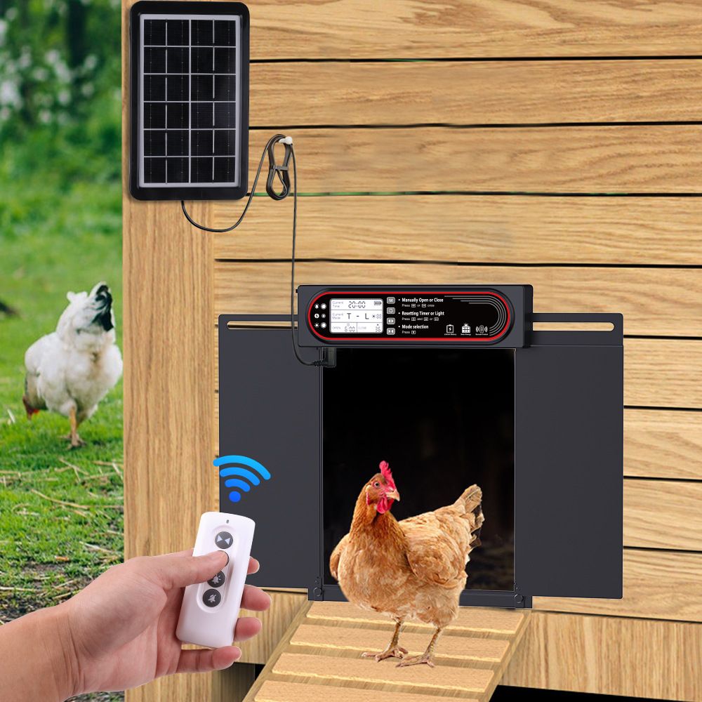 Solárne automatické dvere pre kurník s časovačom a svetelným senzorom, nabíjanie cez USB pre ekologický chov hydiny