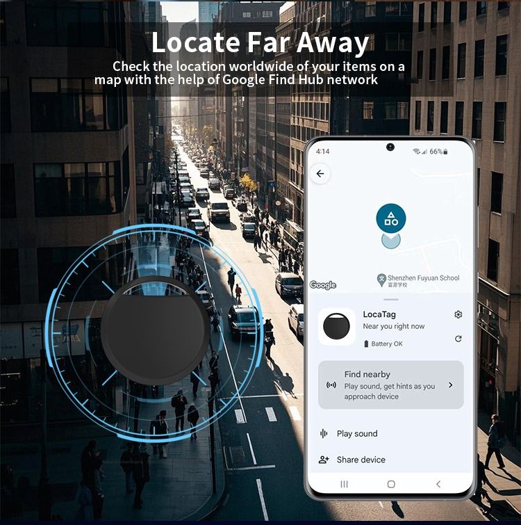 Bluetooth Tracker Tags for Luggage, 4-Pack, Android & Google Find My Device, Replaceable Battery