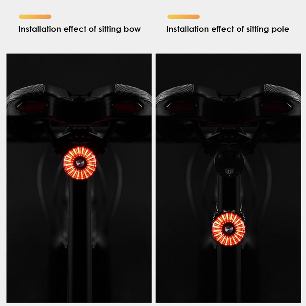 Smart zadné svetlo na bicykel s brzdovou indukciou, zadné svetlo na sedlovú tyč a sedlo bicykla, vodotesné, USB nabíjanie, cyklistické zadné svetlo