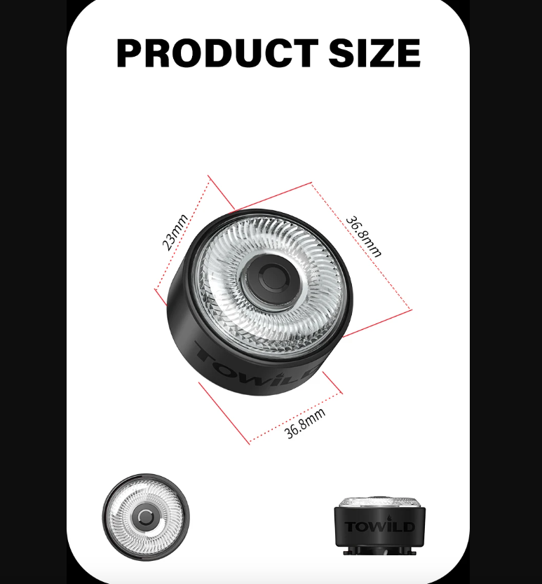 TOWILD TL03Pro LED Cyklistické zadné svetlo inteligentný brzdový senzor sedemfarebné blikanie odolný cyklistický doplnok