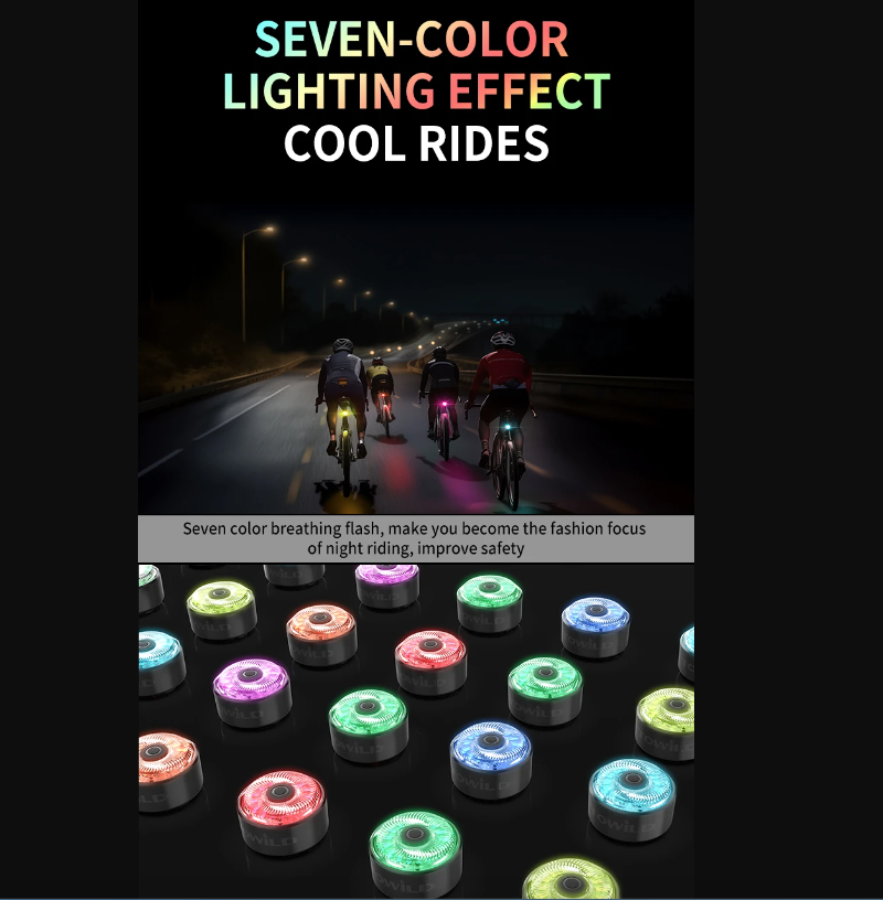 TOWILD TL03Pro LED Cyklistické zadné svetlo inteligentný brzdový senzor sedemfarebné blikanie odolný cyklistický doplnok