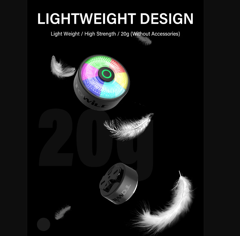 TOWILD TL03Pro LED Cyklistické zadné svetlo inteligentný brzdový senzor sedemfarebné blikanie odolný cyklistický doplnok