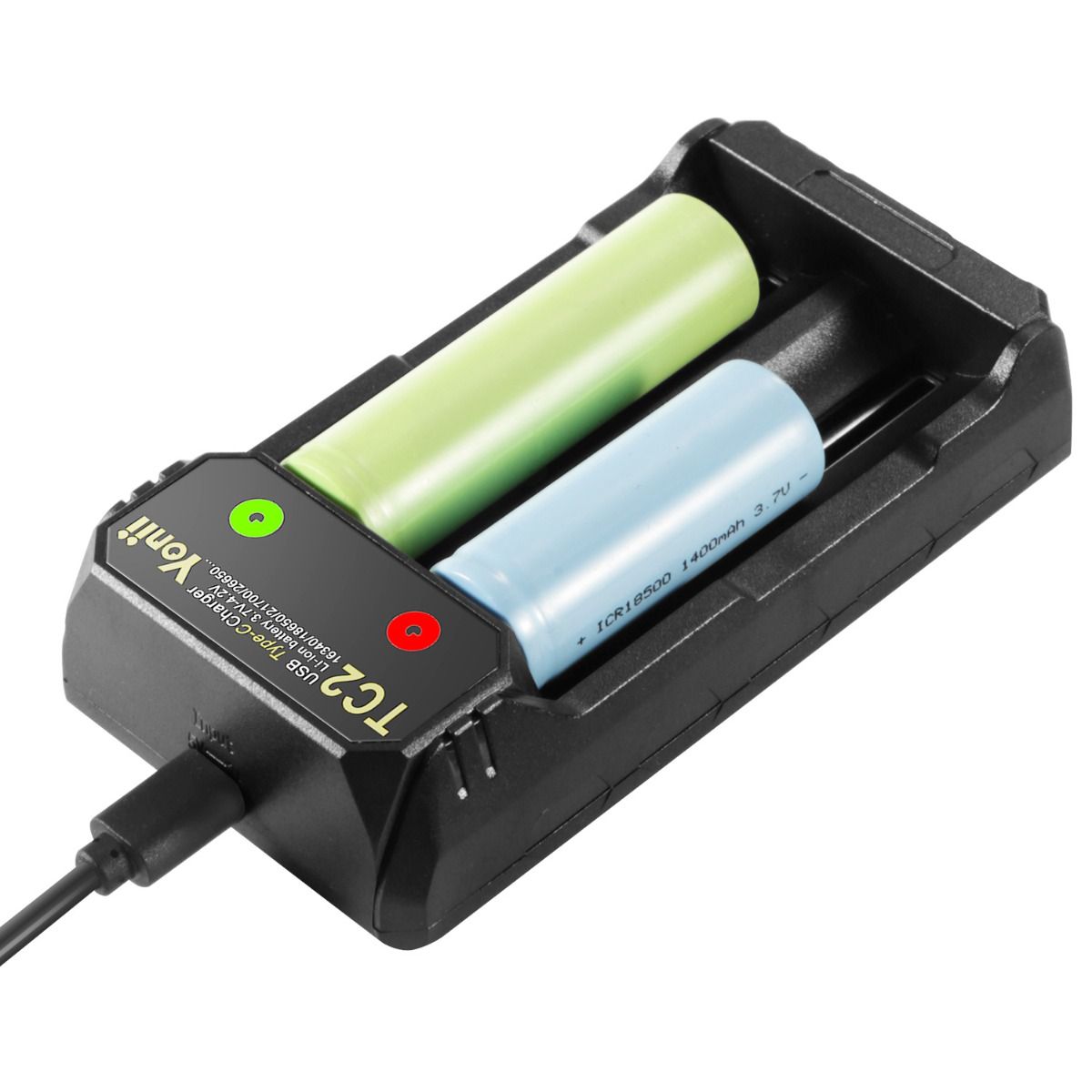 TC2 USB Type-C nabíjačka, rýchle nabíjanie 4.2V pre 18650 21700 Li-ion batérie, dva porty pre outdoorové vybavenie