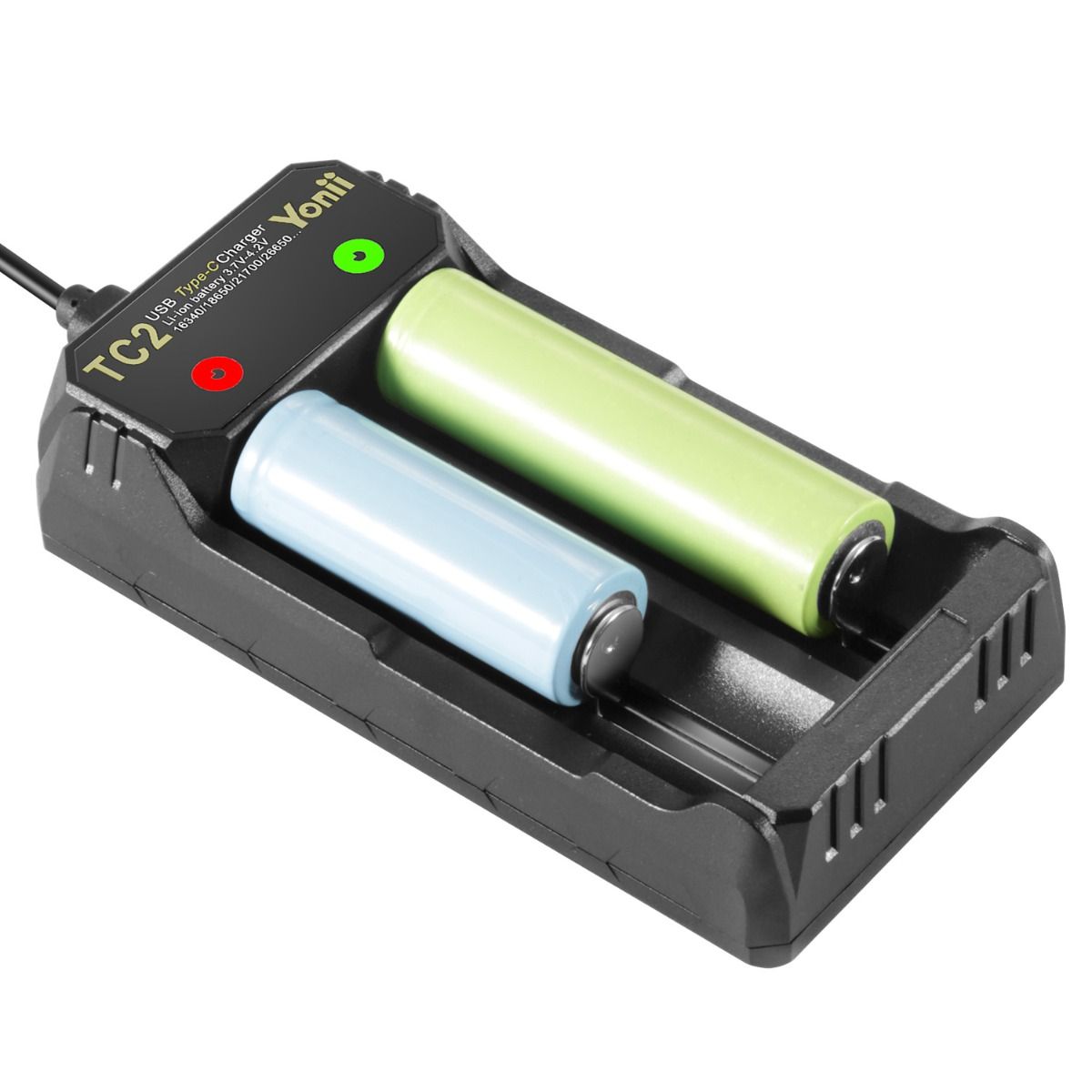 TC2 USB Type-C nabíjačka, rýchle nabíjanie 4.2V pre 18650 21700 Li-ion batérie, dva porty pre outdoorové vybavenie