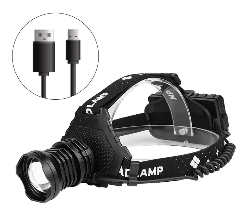 XHP70 LED čelovka 8000LM USB nabíjateľné vonkajšie svetlo IPX5 vodotesné s nastaviteľnými režimami na kempovanie a turistiku