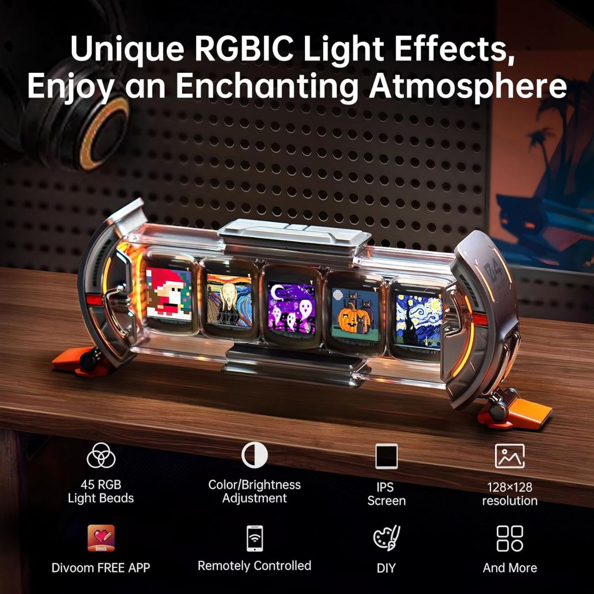 Divoom Times Gate Kyberpunk Digitálny Budík | Smart Aplikácia, RGB LED Displej