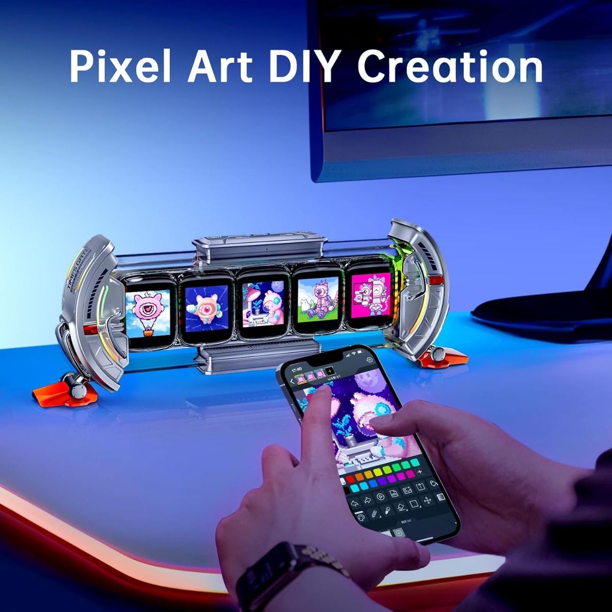 Divoom Times Gate Kyberpunk Digitálny Budík | Smart Aplikácia, RGB LED Displej