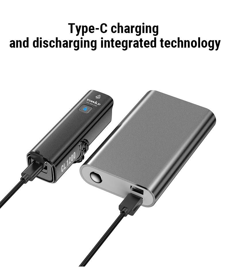 TOWILD CL1200 1200LM USB nabíjateľné predné svetlo na bicykel s bezdrôtovým diaľkovým ovládaním pre bezpečnosť pri nočnej cyklistike