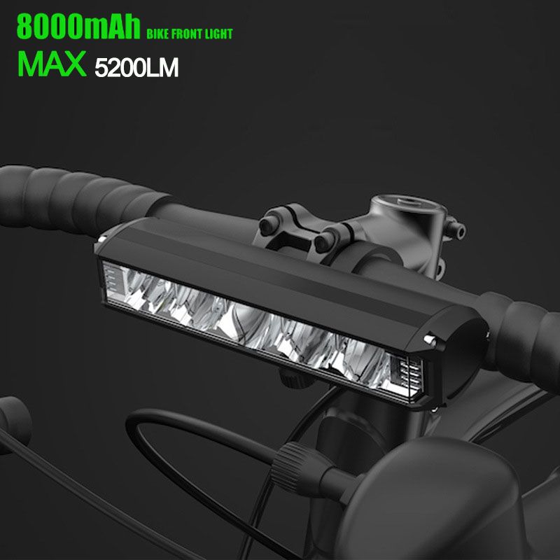 Predné LED svetlo na bicykel 5200 Lumen, USB nabíjanie, vodeodolný, odolný, MTB cyklistické bezpečnostné vybavenie