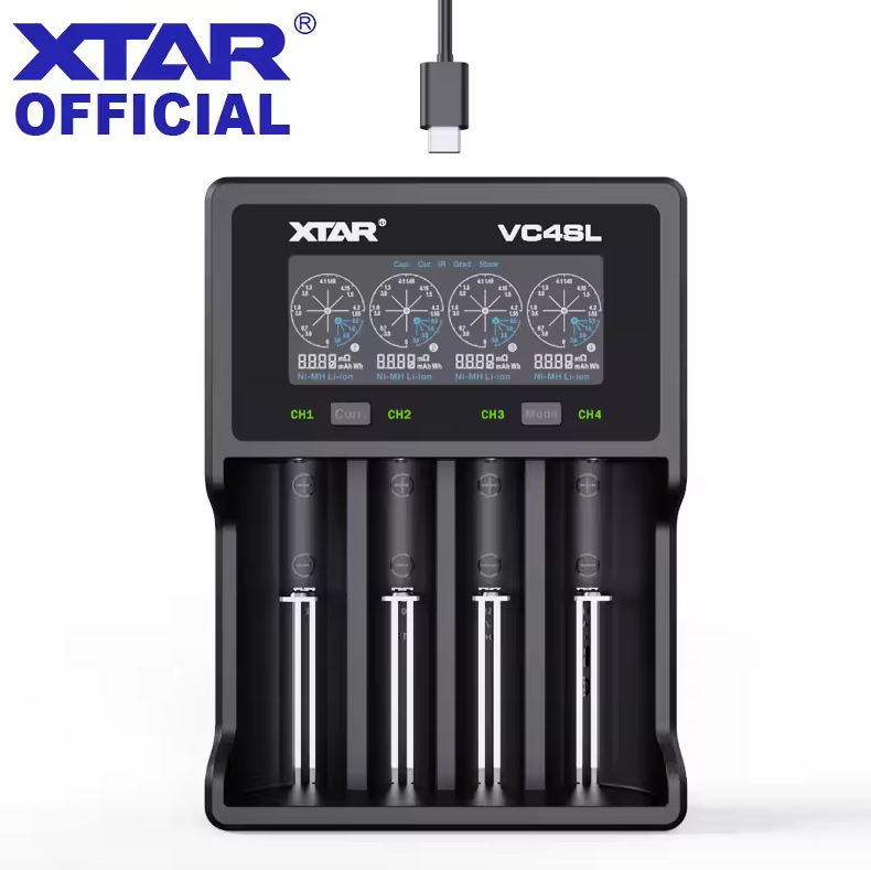 XTAR VC4SL 18650 21700 Nabíjačka batérií USB C rýchle nabíjanie Ekologická všestranná nabíjačka pre technické príslušenstvo