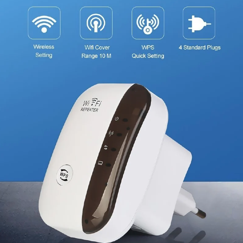 WiFi opakovač, bezdrôtový zosilňovač signálu, rozširovač siete, domáci router cez stenu, spálňa, príjem pohybu