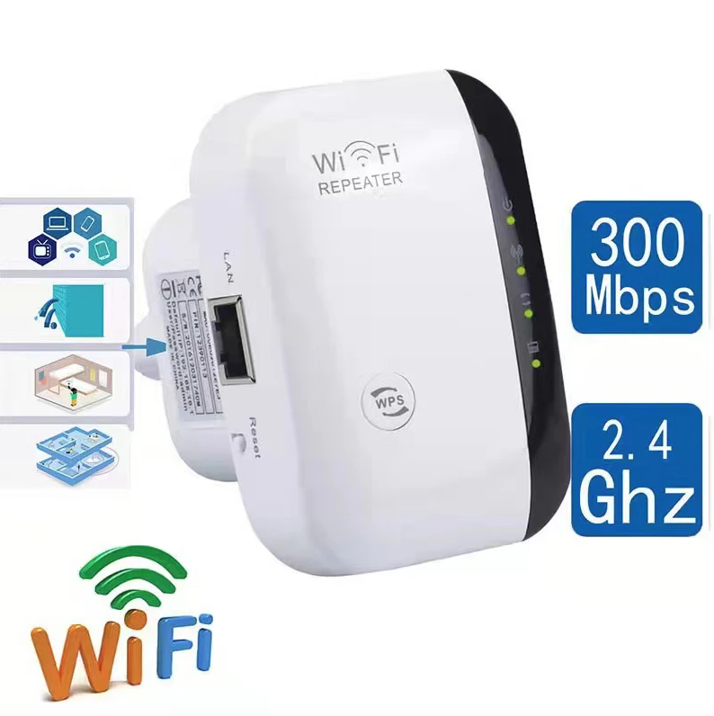 WiFi opakovač, bezdrôtový zosilňovač signálu, rozširovač siete, domáci router cez stenu, spálňa, príjem pohybu