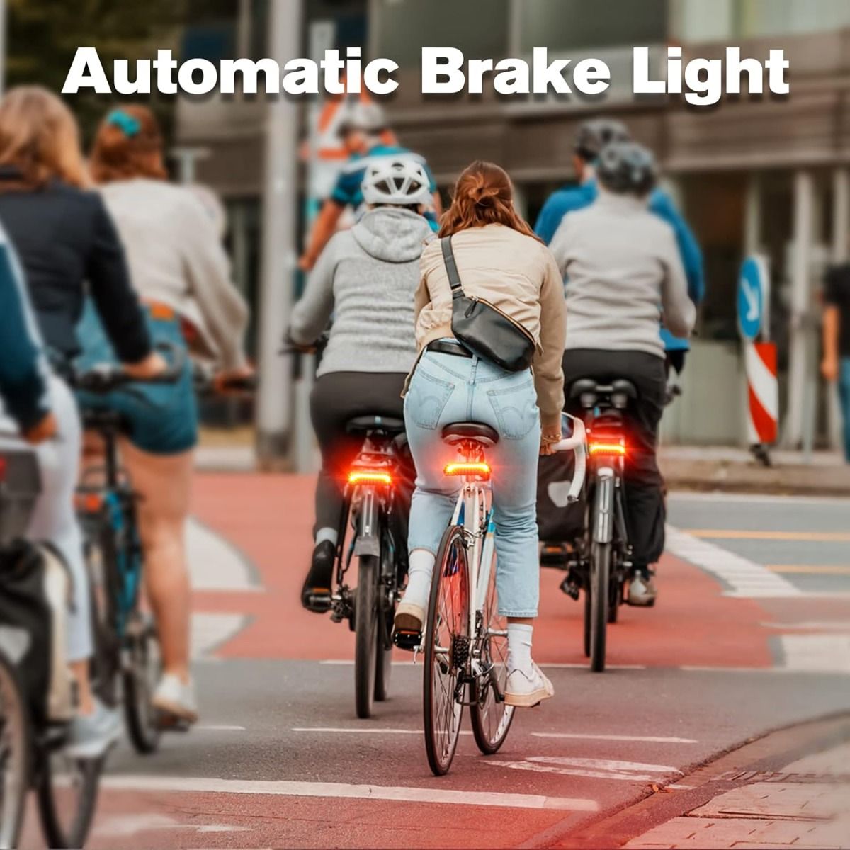 Meilan X5 inteligentné zadné svetlo na bicykel so smerovkami a automatickým brzdovým svetlom, bezdrôtové diaľkové ovládanie, USB nabíjateľné bezpečnostné výstražné cyklistické svetlo
