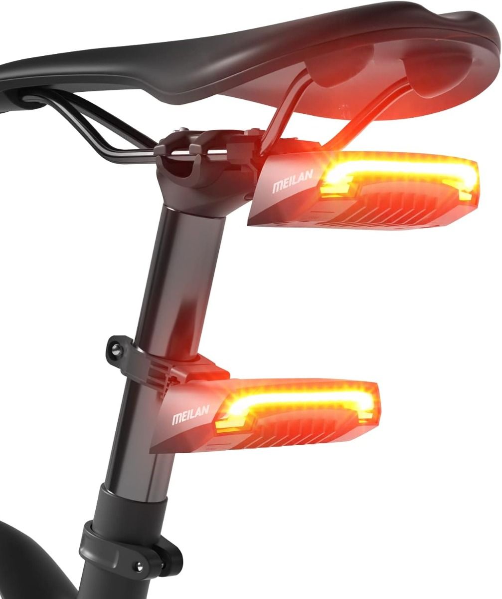 Meilan X5 inteligentné zadné svetlo na bicykel so smerovkami a automatickým brzdovým svetlom, bezdrôtové diaľkové ovládanie, USB nabíjateľné bezpečnostné výstražné cyklistické svetlo
