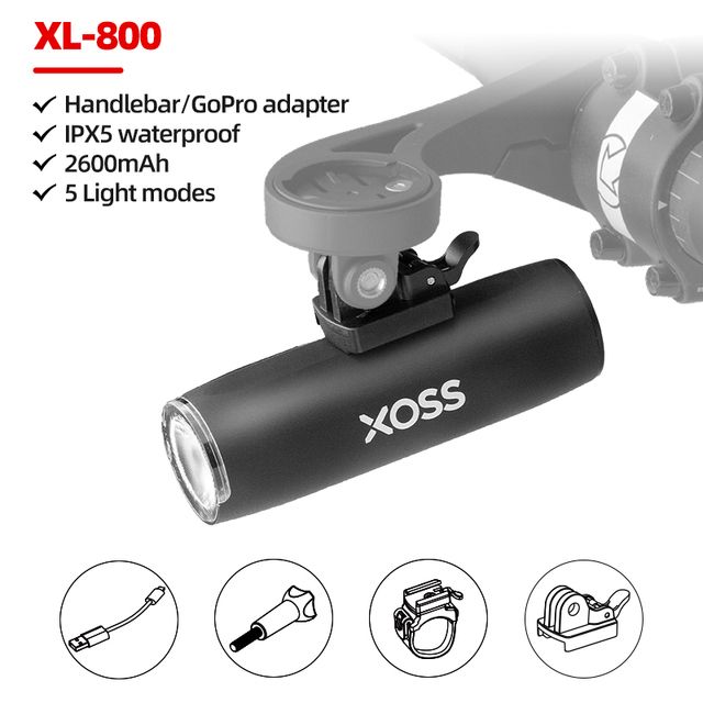 XOSS predné bicyklové svetlo 800 Lm, vodotesné, USB nabíjateľné, MTB predná lampa, príslušenstvo na cyklistiku