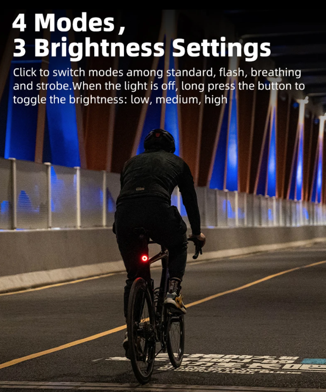 XOSS XR Pro Inteligentné zadné svetlo pre bezpečnosť bicykla s automatickou detekciou brzdenia, USB nabíjanie, vodotesný dizajn