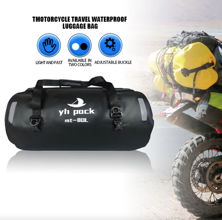Vodotesná motocyklová taška, MTB cyklistická zadná kufrová taška, cestovný nosič batožiny, prenosné sedlo, cyklistický doplnok 40L/80L