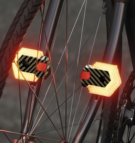 CarryBright uhlíkové vlákno 4 ks zadné svetlo na bicykel so smerovkami, USB nabíjateľné smerovky na bicykel vpredu a vzadu, jasné LED bezpečnostné varovanie, bezdrôtové diaľkové ovládanie, vodotesné smerovacie svetlo na bicykel pre ebike